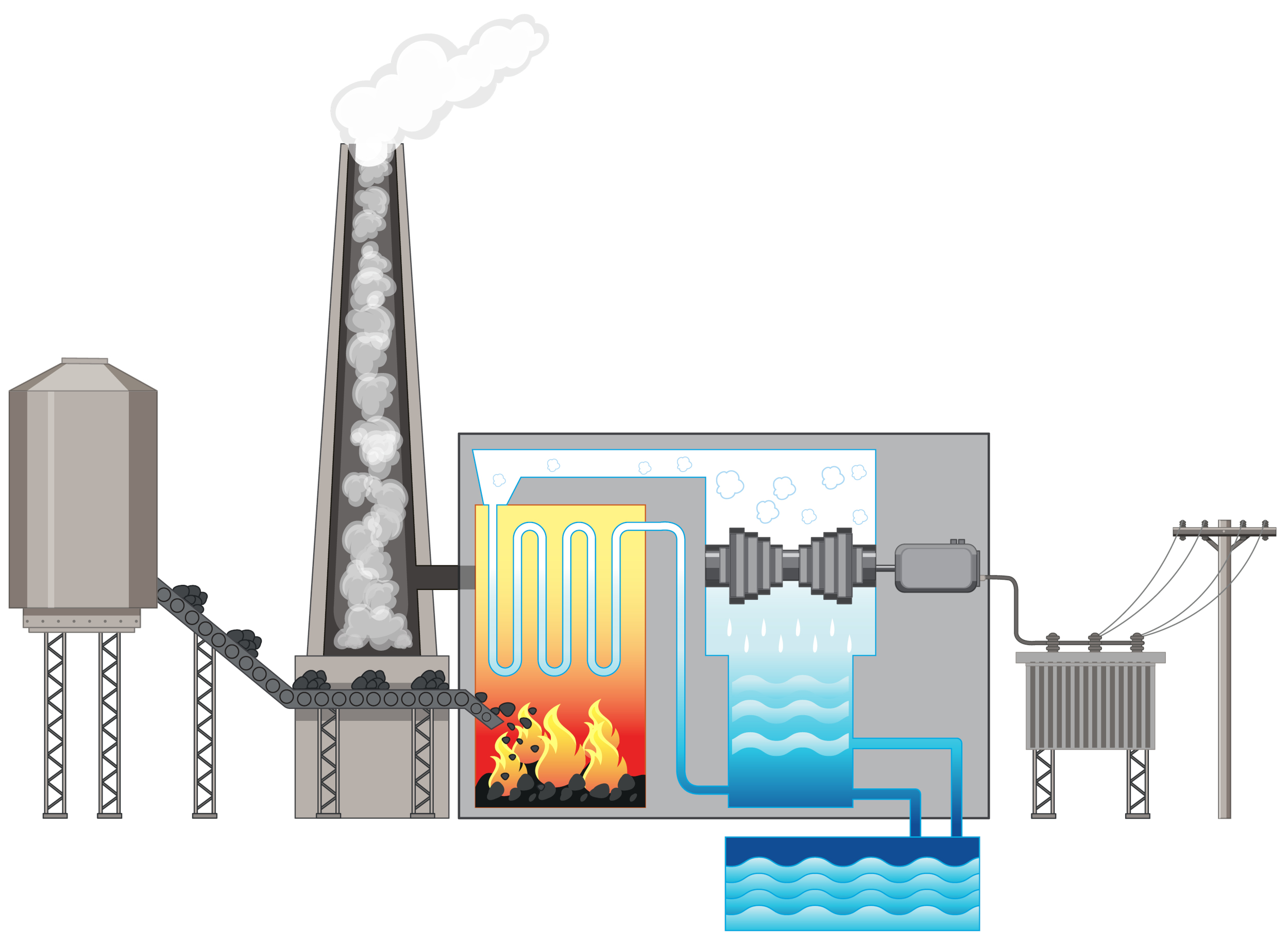 Diagram showing hydroelectric energy illustration